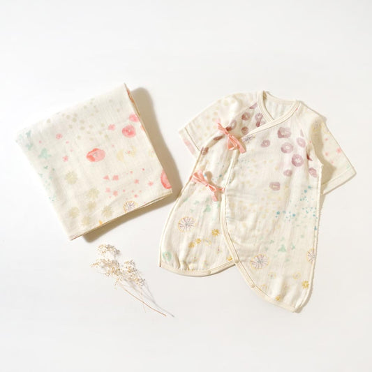 スワドルコットン・コンビ肌着 アメザイク ギフトセット / 出産祝い●