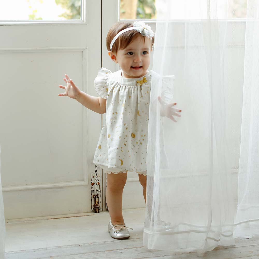 ヘアバンド フラワー ピンク×シルバー