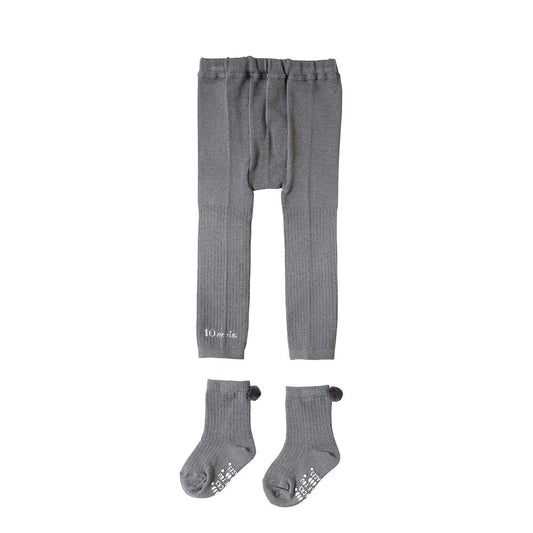 くつした付きリブレギンス チャコール 70-80cm・80-90cm・90-100cm