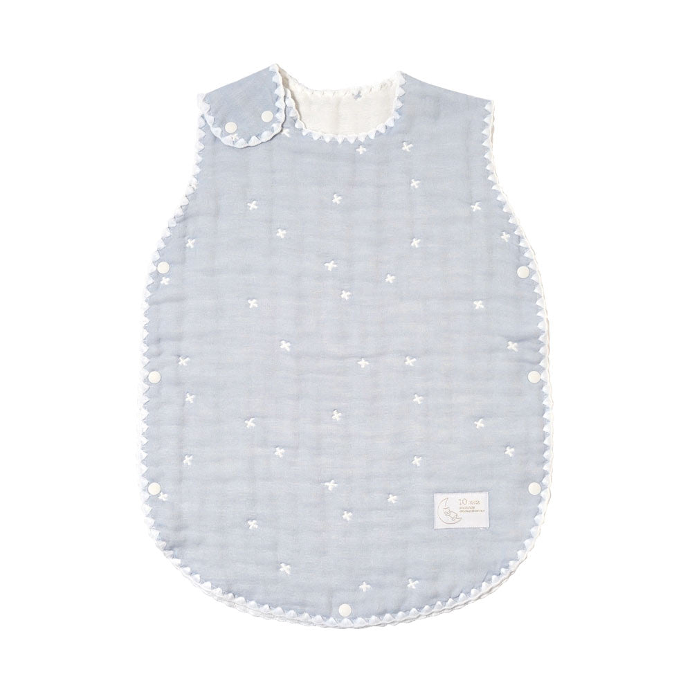 パウダーブルー スリーパー ベビーサイズ 6重ガーゼ / 名入れ刺繍可
