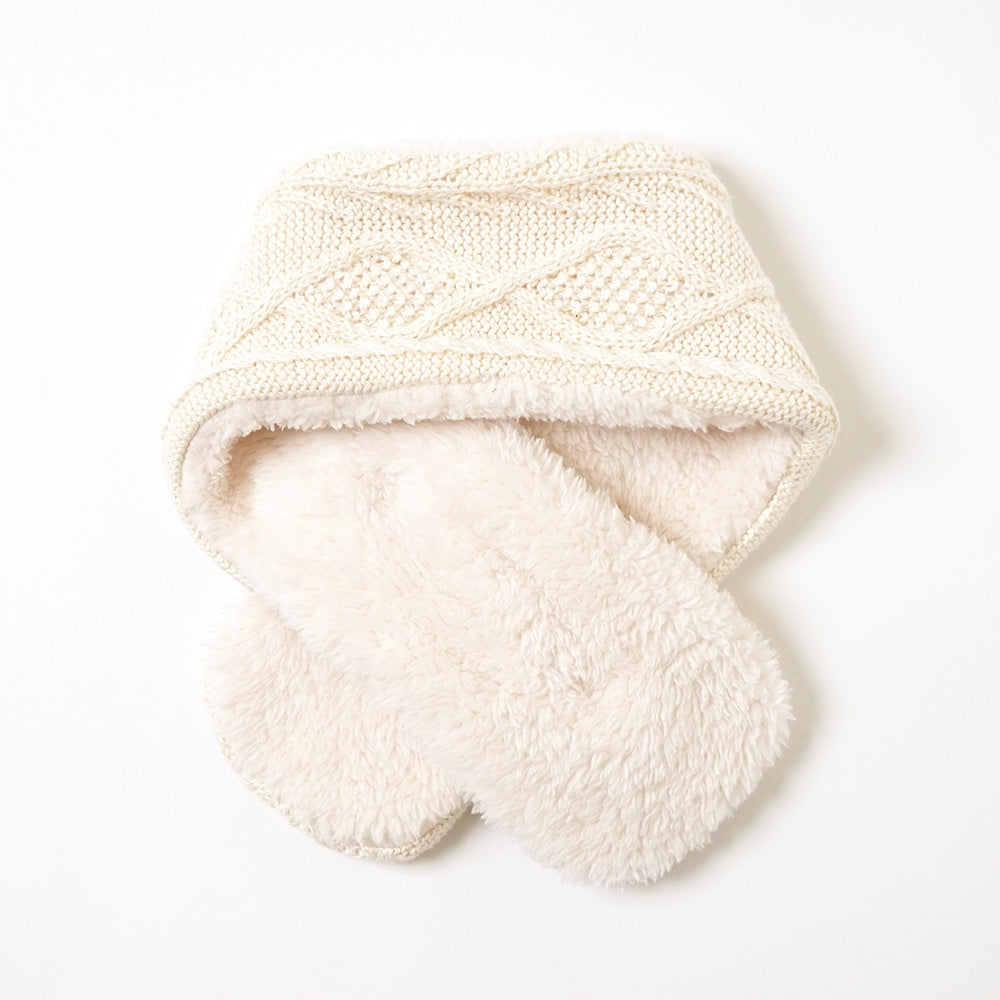 オーガニックコットン アランニットボアマフラー きなり