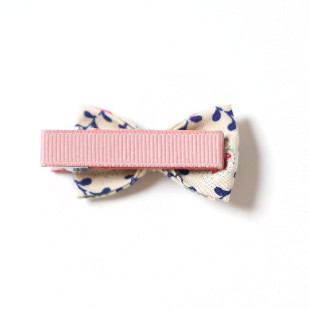 ヘアクリップ リボン (2個セット) ピーチ・アイボリーセット