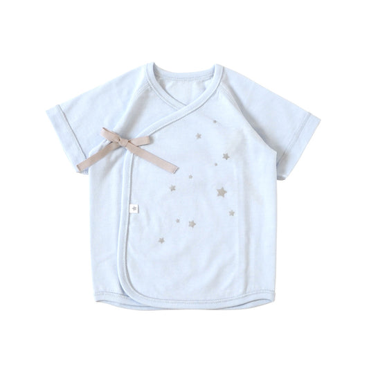 短肌着 星プリント ブルー 50-60cm