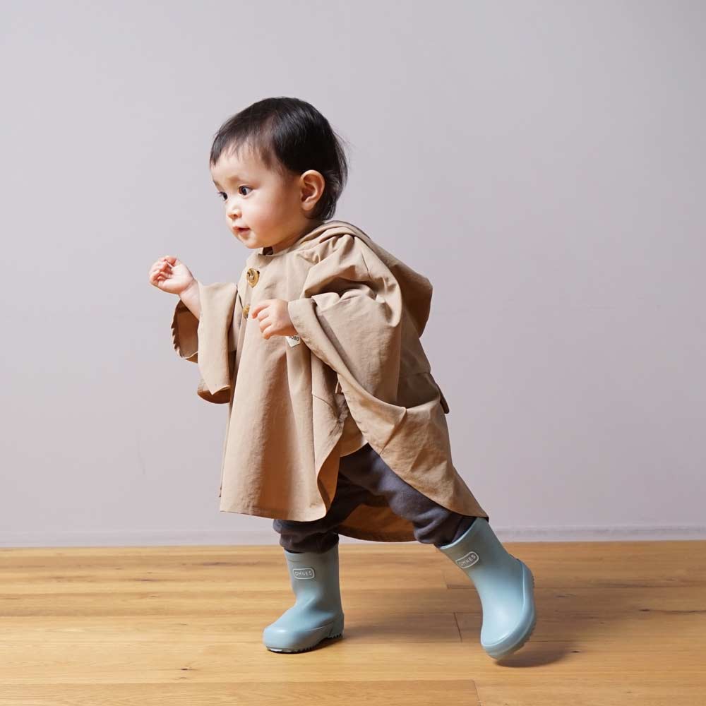 3way ベビーマント キャメル×オフホワイト