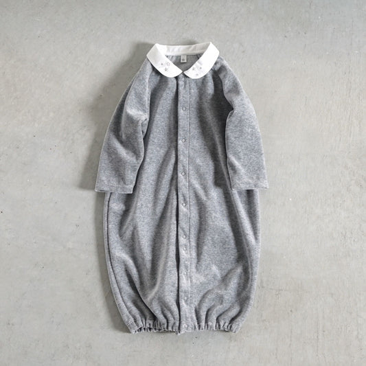 star刺繍襟ベロア 2wayドレス グレー 50-70cm / ツーウェイオール