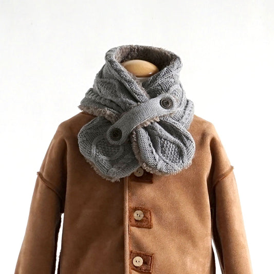 オーガニックコットン アランニットボアマフラー グレー