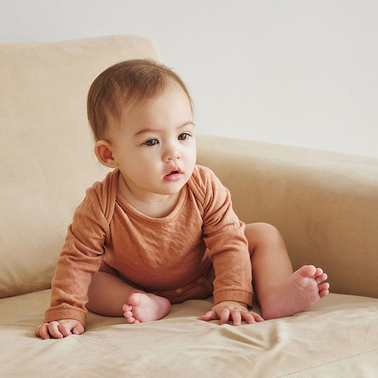 長袖ボディ オーガニックコットン テラコッタ 70cm・80cm