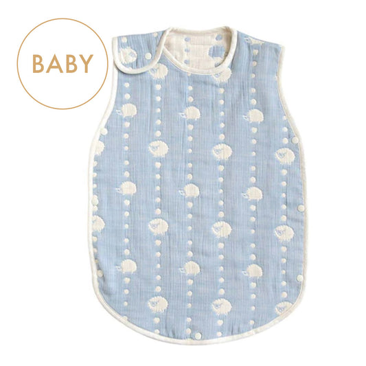 スカイブルー スリーパー ベビーサイズ ふくふくガーゼ(6重ガーゼ) / 名入れ刺繍可