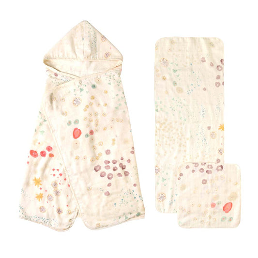 アメザイク おふろガーゼセット / バスポンチョ・沐浴ガーゼ・ハンカチの3点セット