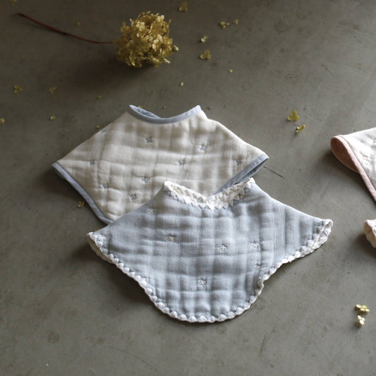 2wayビブ(2枚セット) パウダーブルー ふくふくガーゼ(6重ガーゼ) / 名入れ刺繍可