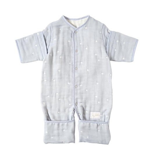 パウダーブルー 6wayスリーパー ふくふくガーゼ(6重ガーゼ) / 名入れ刺繍可