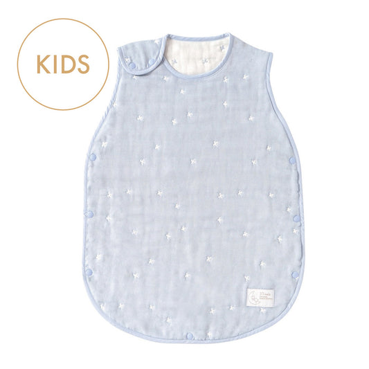 パウダーブルー スリーパー キッズサイズ ふくふくガーゼ(6重ガーゼ) / 名入れ刺繍可