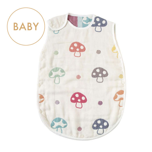 シャンピニオン スリーパー ベビーサイズ ふくふくガーゼ(6重ガーゼ)/ 名入れ刺繍可