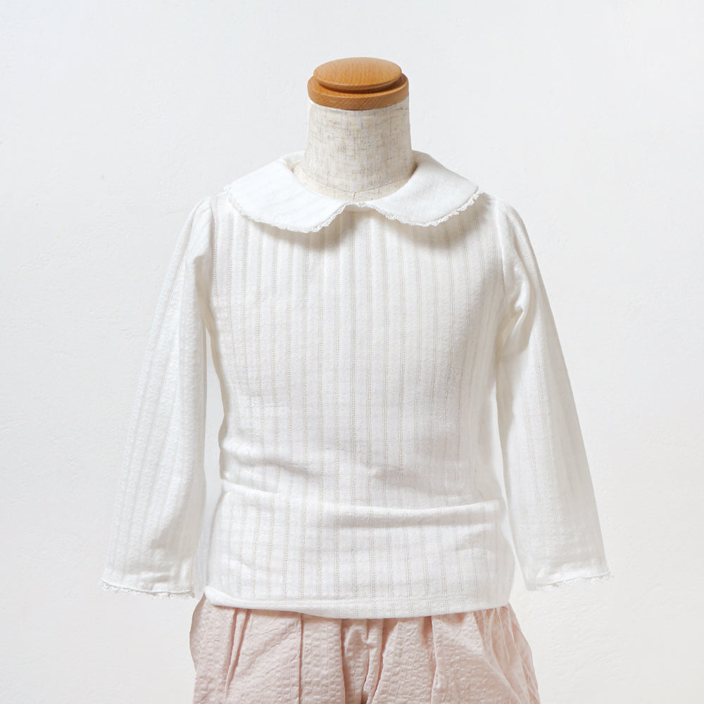 レーシーニット襟付きトップス ホワイト 80・90・100・110cm