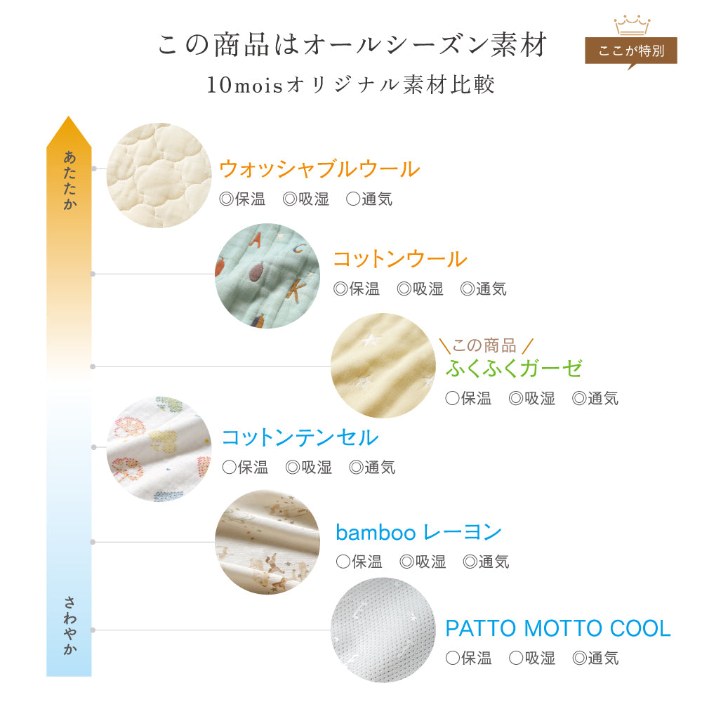 エクリュ　スリーパー　ベビーサイズ　ふくふくガーゼ(6重ガーゼ)