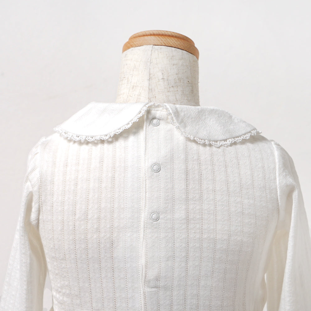 レーシーニット襟付きトップス ホワイト 80・90・100・110cm