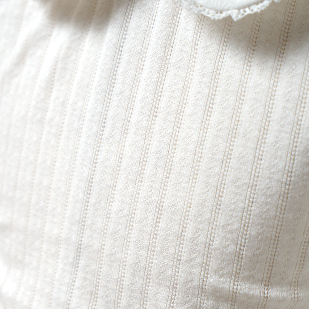 レーシーニット襟付きトップス ホワイト 80・90・100・110cm