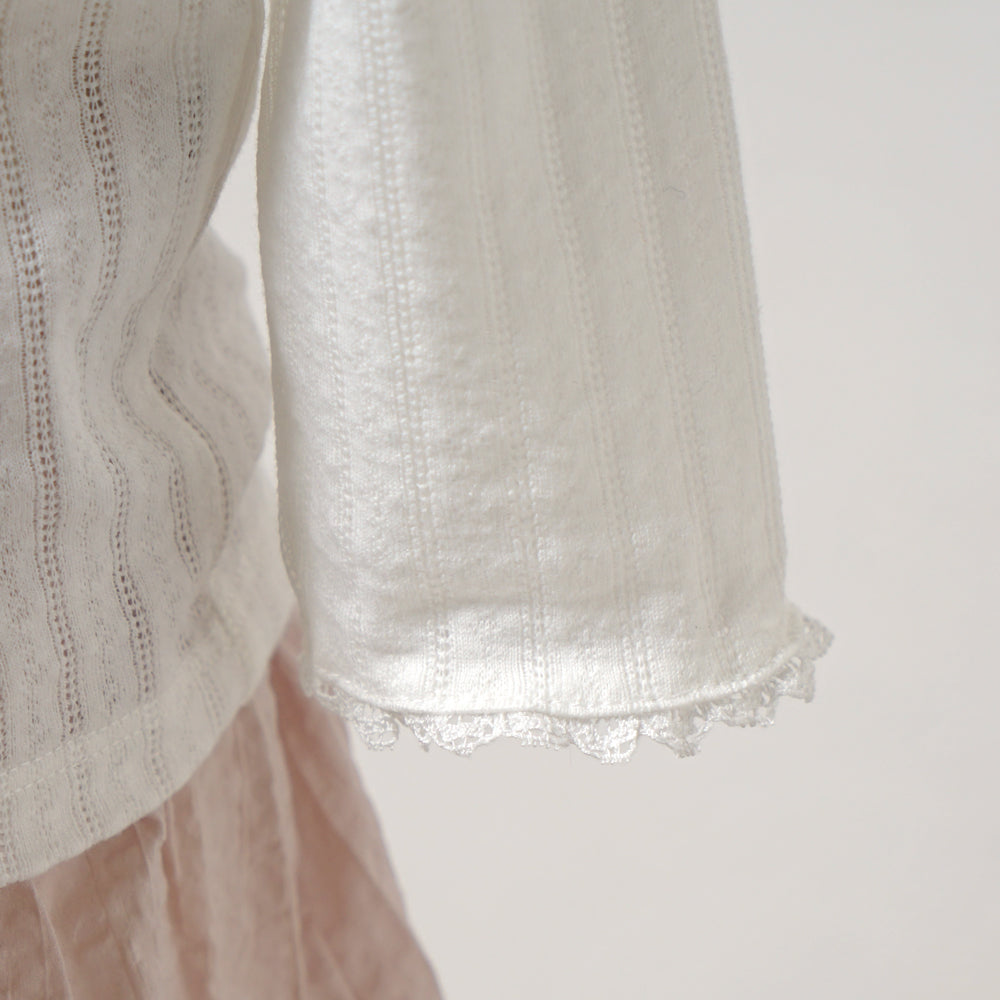 レーシーニット襟付きトップス ホワイト 80・90・100・110cm