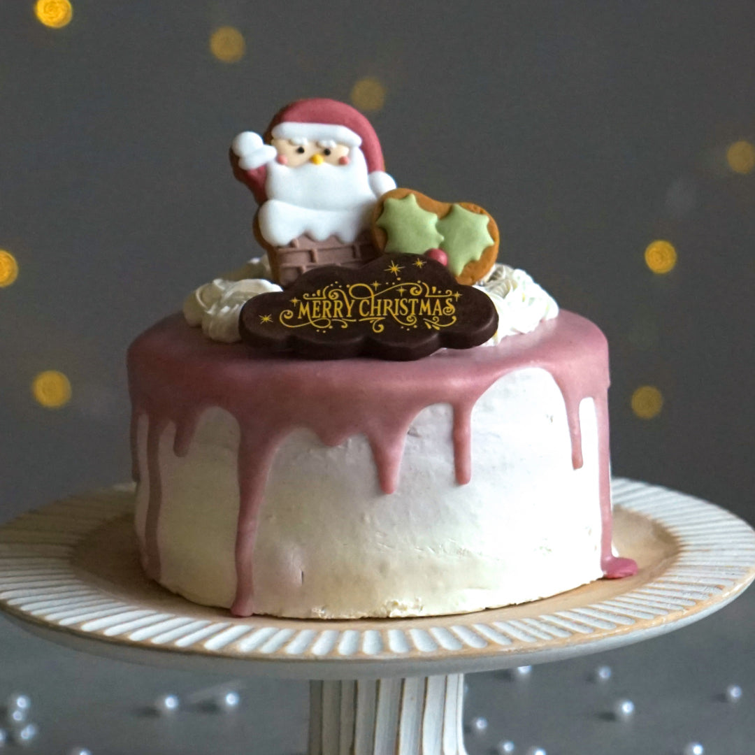 赤い実のクリスマスケーキ　サンタのアイシングクッキー付き4号◎冷凍便