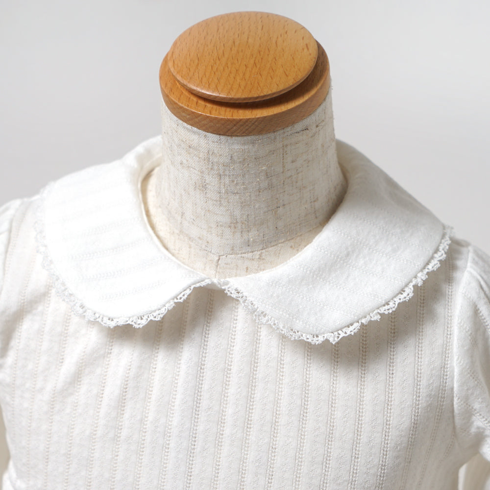 レーシーニット襟付きトップス ホワイト 80・90・100・110cm