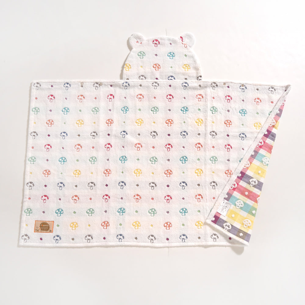 バスポンチョ&ハンカチ&HAMICO ベビー歯ブラシ ギフトセット シャンピニオン  / 出産祝い 名入れ刺繍可