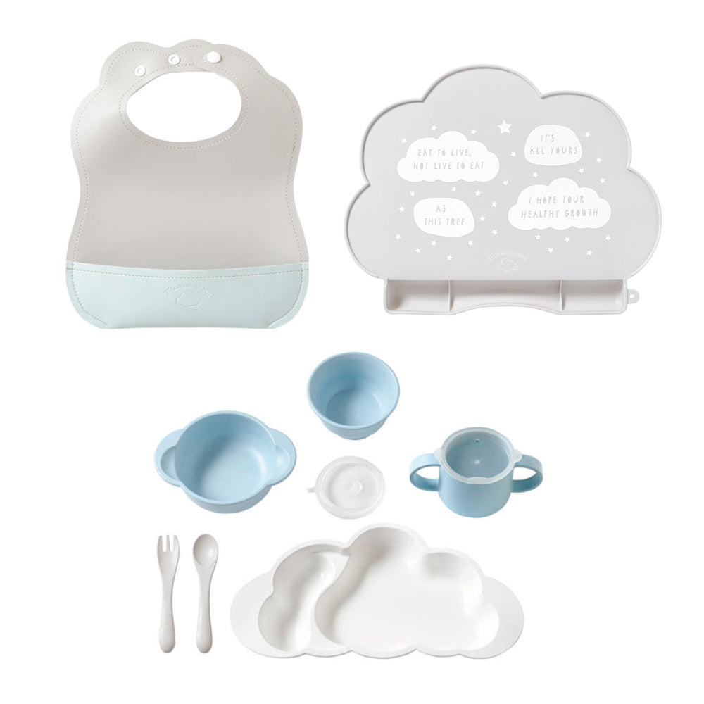 mamamanma マママンマグランデ&マロービブ　お食事3点セット　ブルー