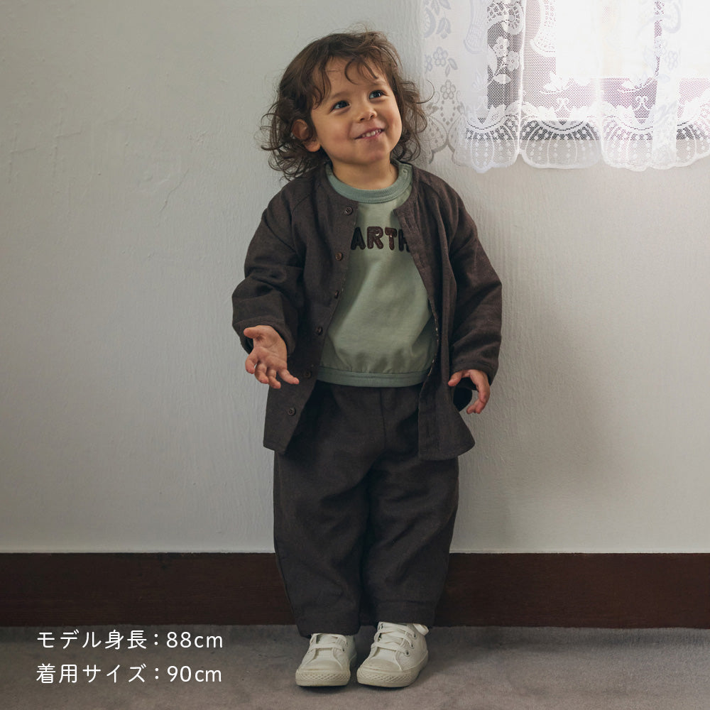 ノーカラーリラックスシャツ ブラウン 80・90・100cm