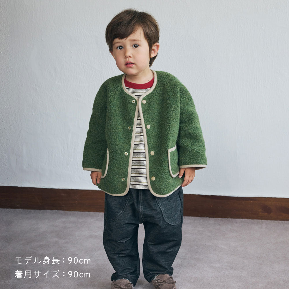 animal長袖ボーダーTシャツ ブルー 80・90・100・110cm / ベビー服