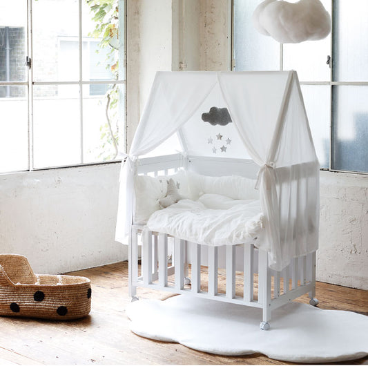 キャノピー（天蓋）付き　ミニベッド&デスク / ベビーベッド 日本製