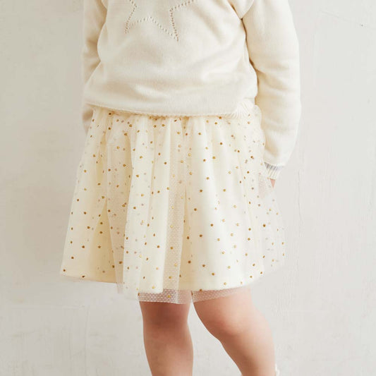 星チュールベロアキュロットパンツ クリーム 80-90cm・90-100cm