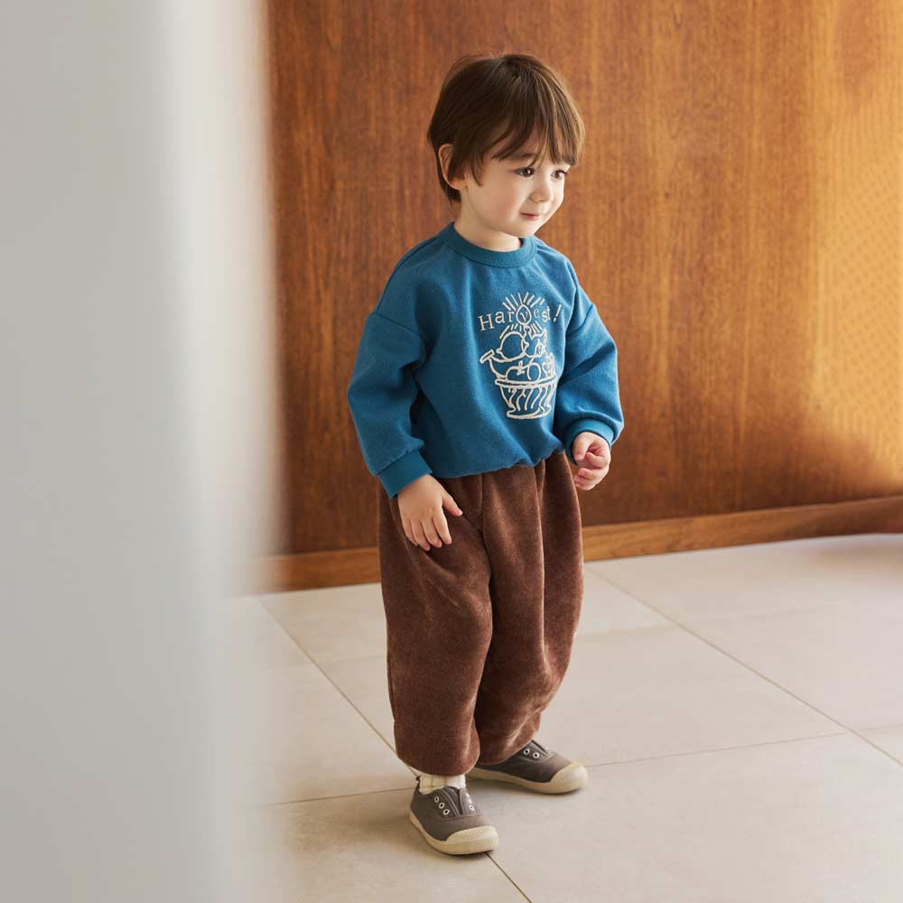 HarvestフロッキープリントTOPS ブルー 80・90・100cm