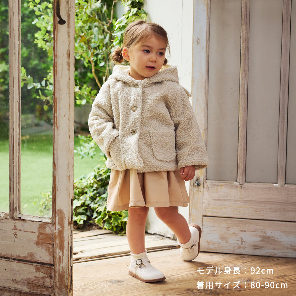 ボアうさぎ耳コート アイボリー 70-80・80-90・90-100・100-110cm