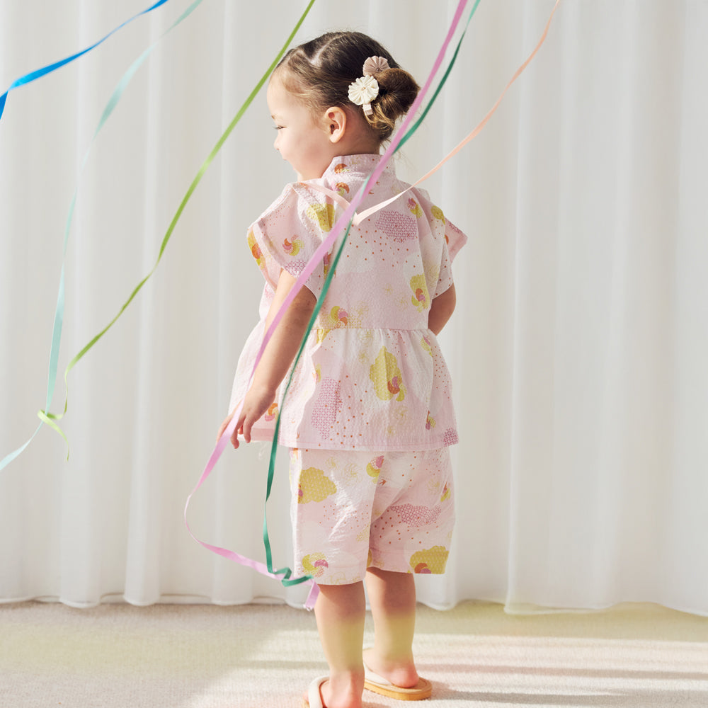 【予約】じんべいギャザーセパレート ピンク／nadeshiko_撫子 80-90cm・90-100cm