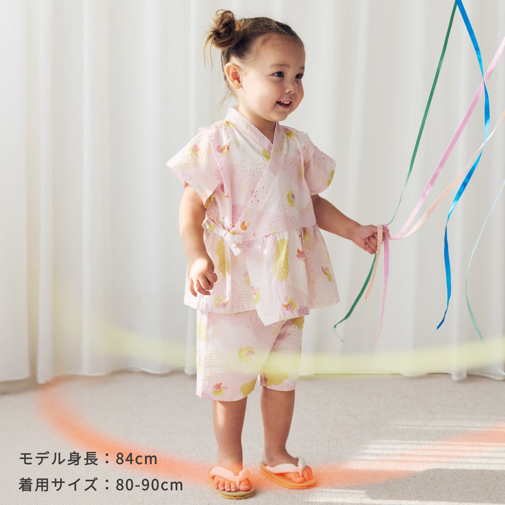 【予約】じんべいギャザーセパレート ピンク／nadeshiko_撫子 80-90cm・90-100cm