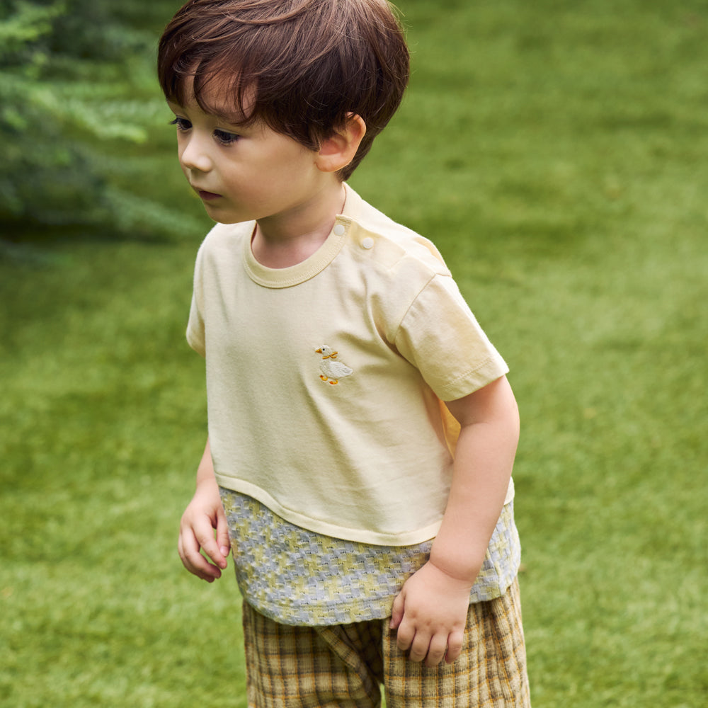 アヒル刺繍Tシャツ イエロー 80・90・100・110cm