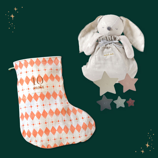 サンタのくつ下ギフトセット minime ブランケット・ネスティングスター / 名入れ刺繍可