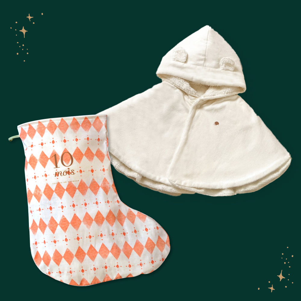 サンタのくつ下ギフトセット リバーシブルマント きなり