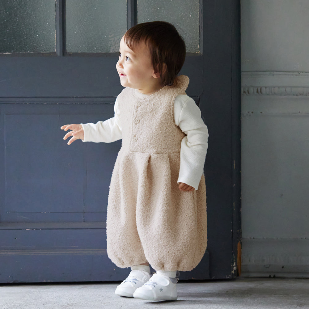 ボアくま耳サロペット　アイボリー  70-80cm