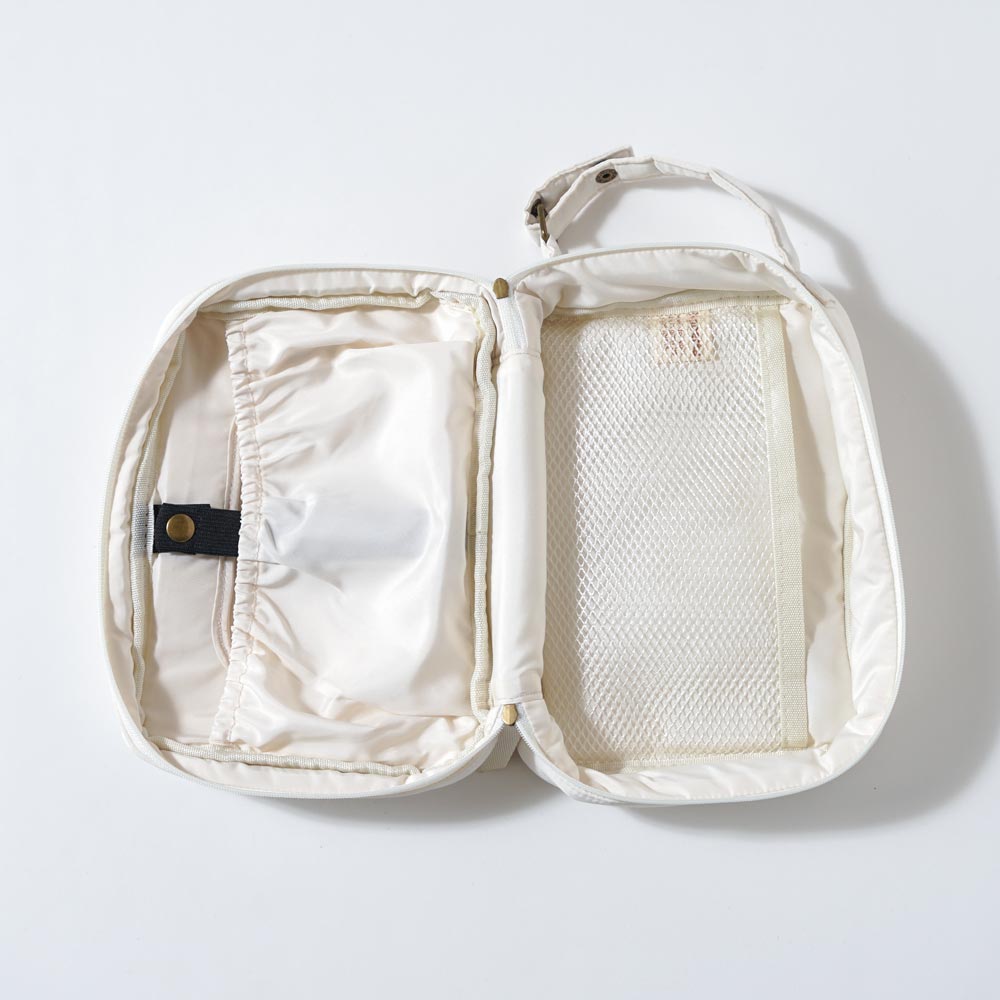 flower刺繍ワンタッチおむつポーチ アイボリー / ギフト包装不可