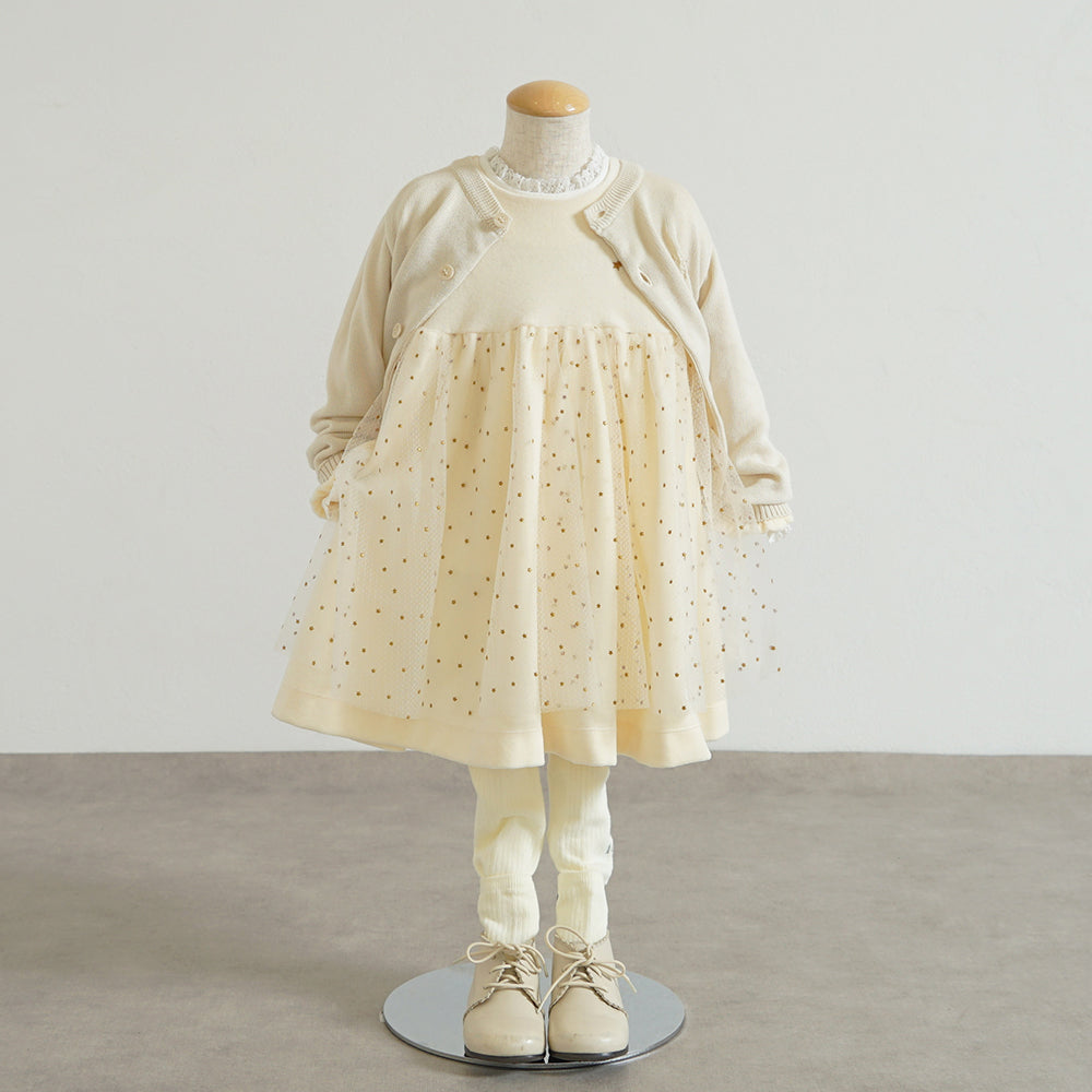 星チュールベロアドレス クリーム 80cm・90cm・100cm