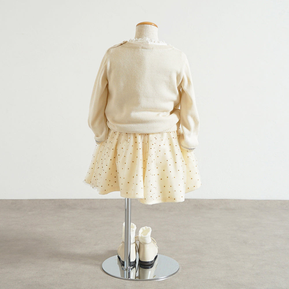 星チュールベロアキュロットパンツ クリーム 80-90cm・90-100cm