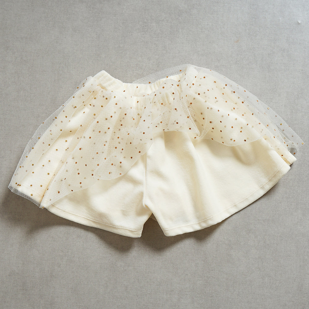 星チュールベロアキュロットパンツ クリーム 80-90cm・90-100cm