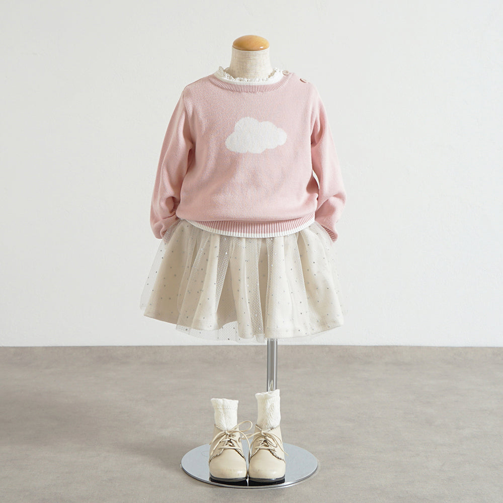 星チュールベロアキュロットパンツ ライトグレー 80-90cm・90-100cm