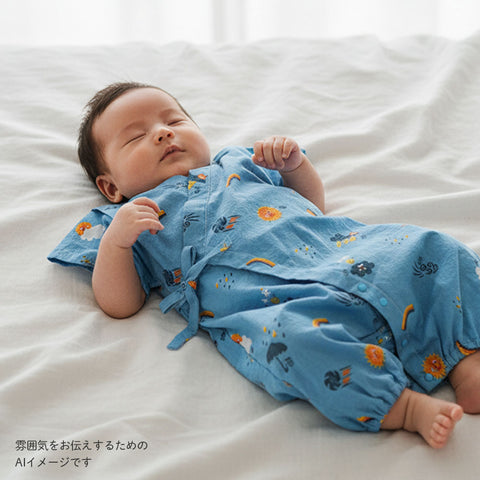 tupera tupera 甚平2wayドレス ブルー 50-70cm / ツーウェイオール