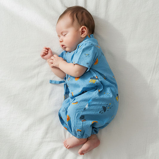 tupera tupera 甚平2wayドレス ブルー 50-70cm / ツーウェイオール