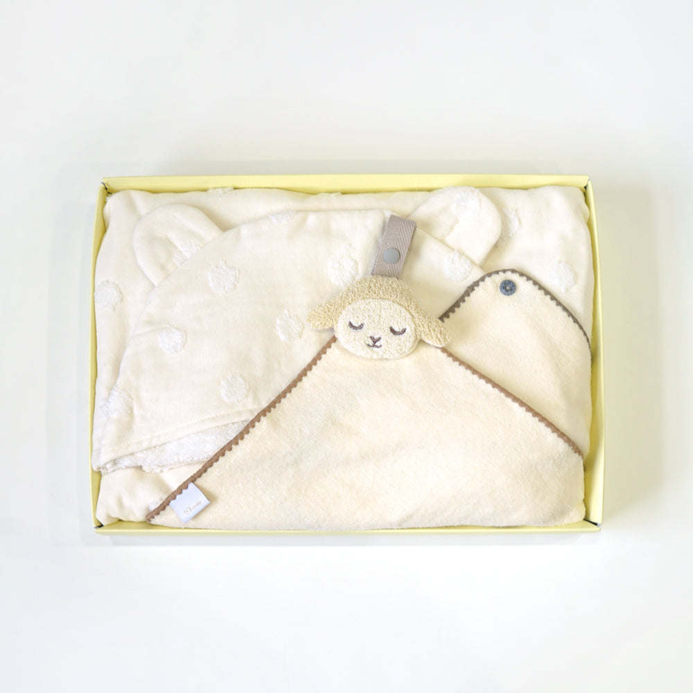 バスポンチョ＆チャームハンカチ ギフトセット モワ / 名入れ刺繍可