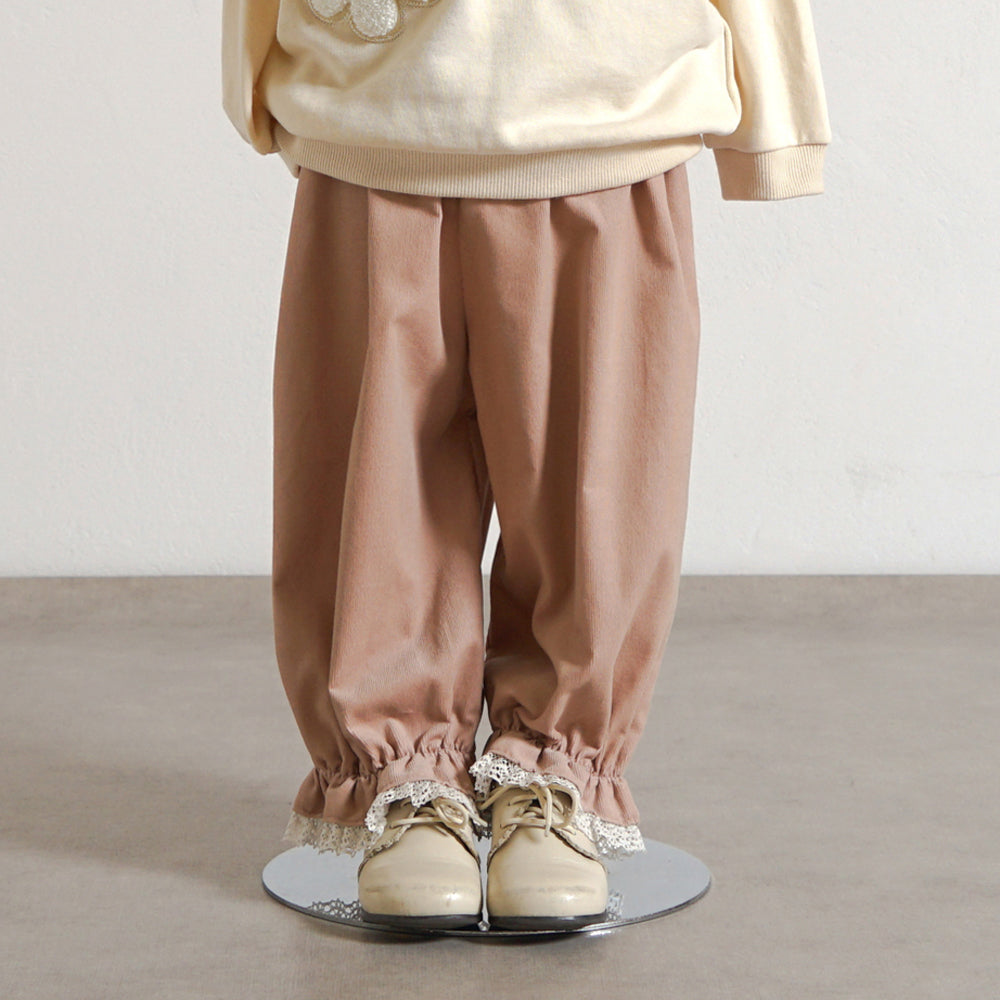 コーデュロイLaceパンツ ピンクベージュ 80・90・100・110cm