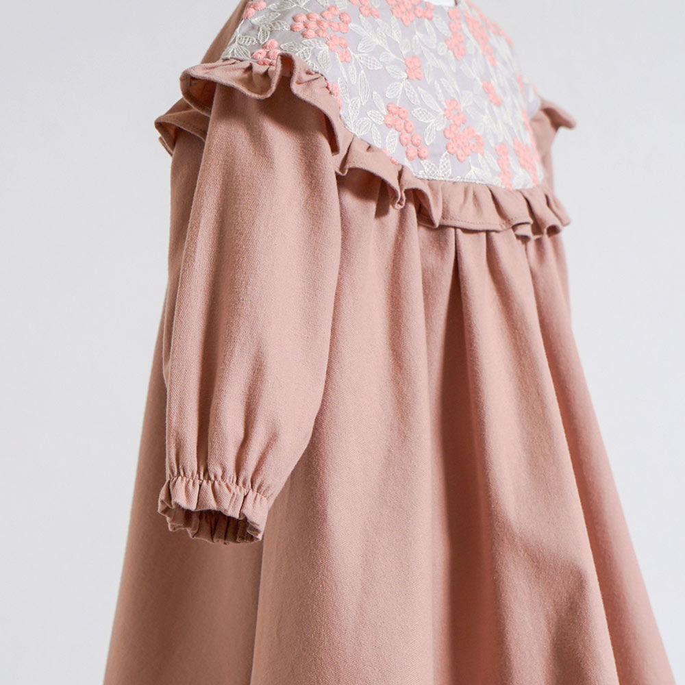 木の実刺繍ワンピース ピンク 80・90・100・110cm