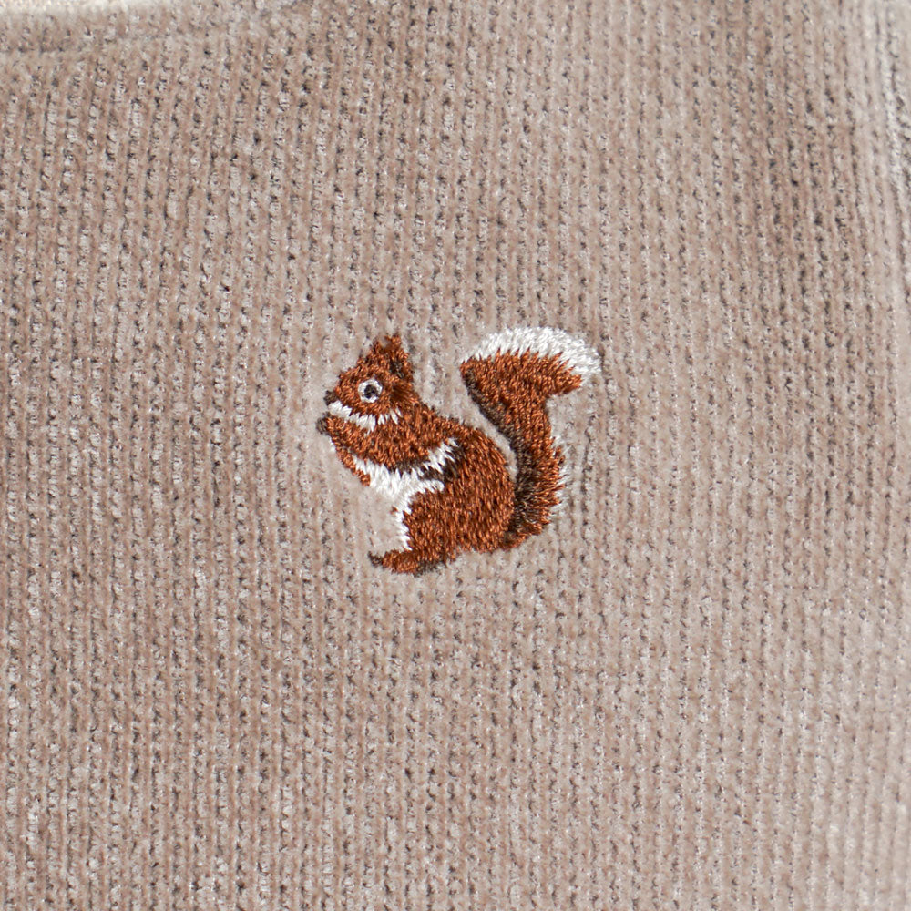 リス刺繍モールヤーンサロペット ベージュ 70-80cm・80-90cm