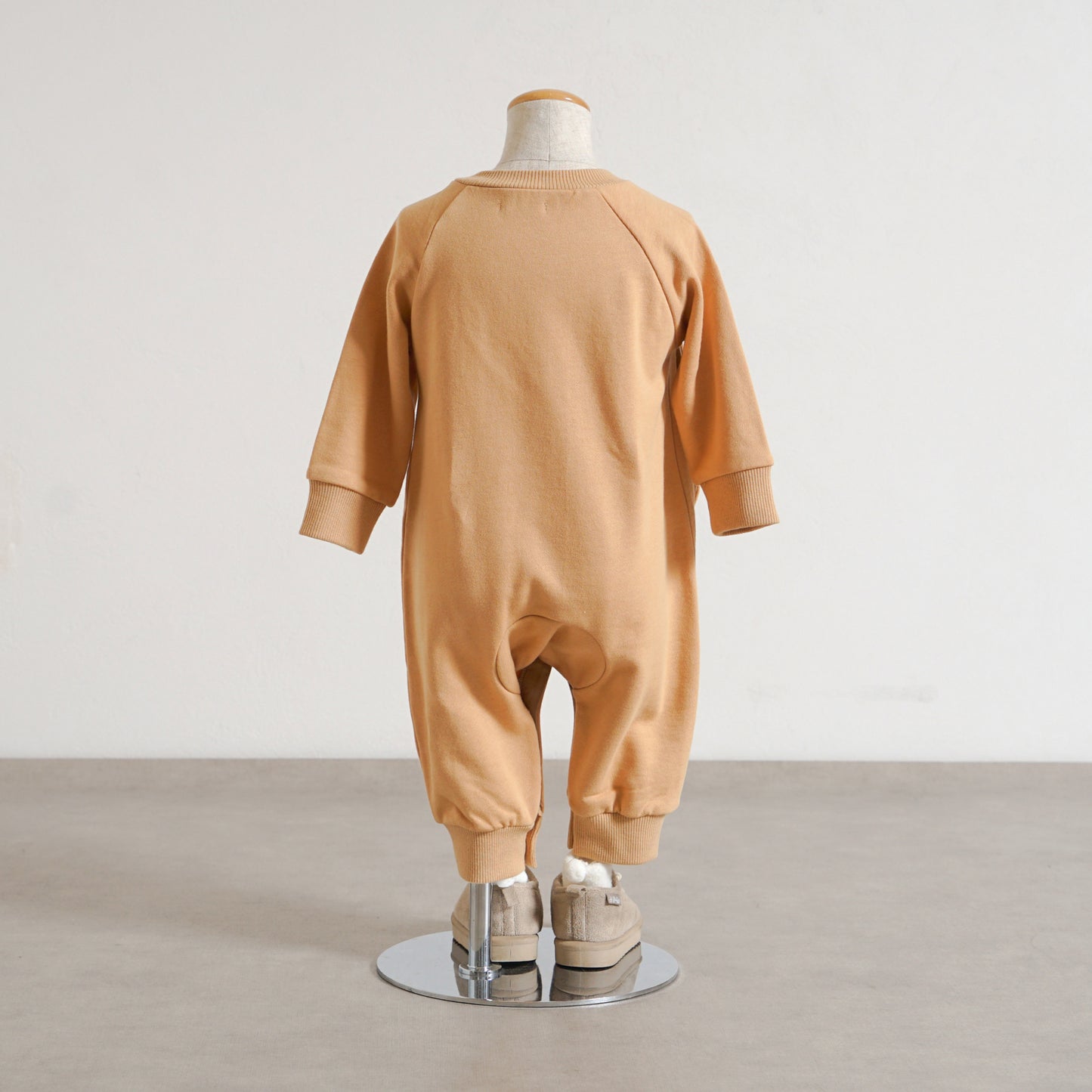 きつねワッペン裏毛ロンパース ライトオレンジ 70・80cm